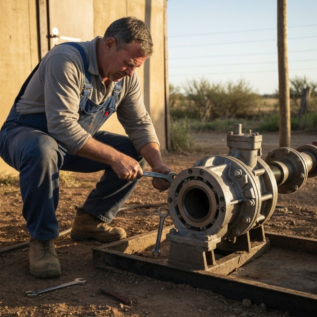 Teknisi memperbaiki pompa air